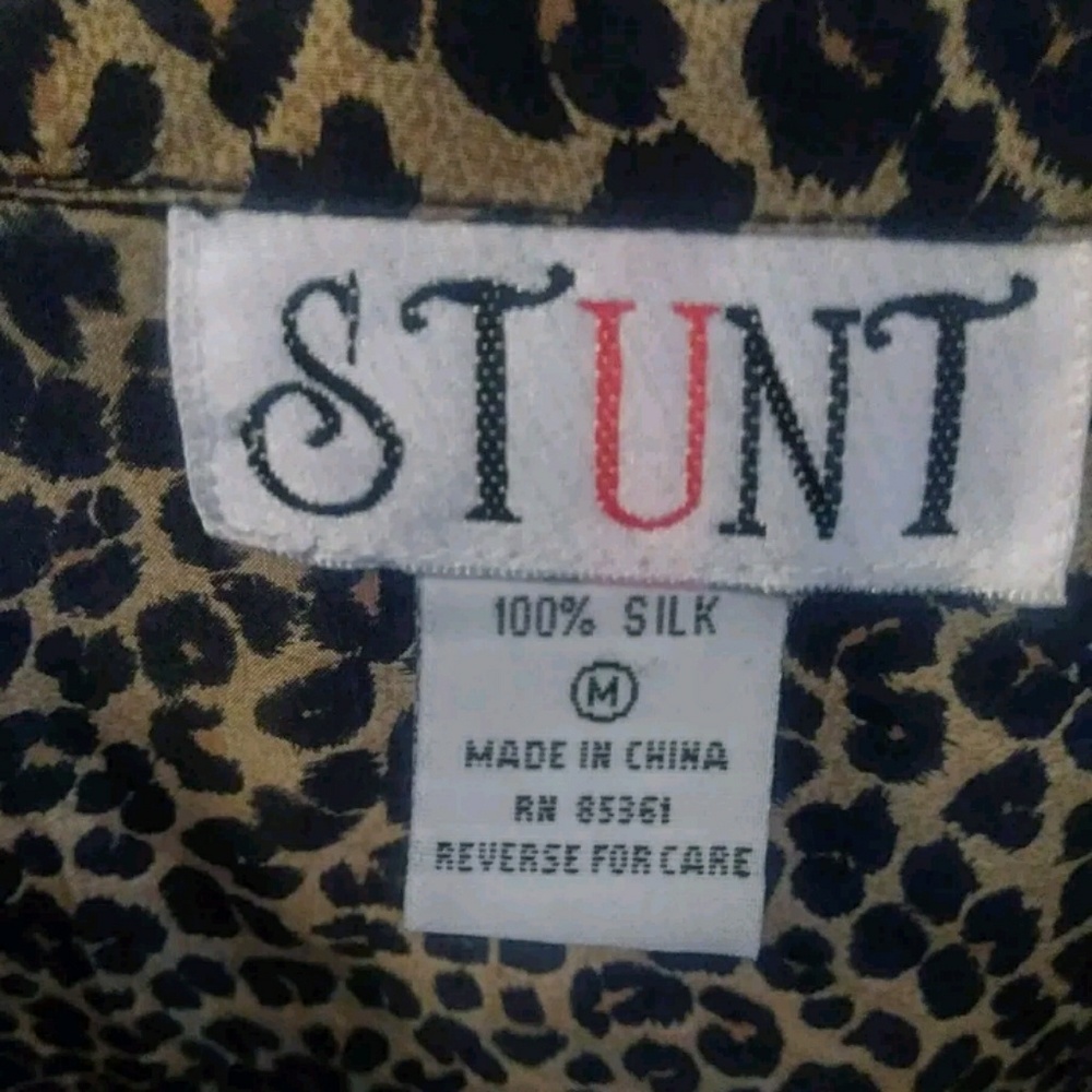 100% Silk Cheetah Blouse by Stunt Size Medium